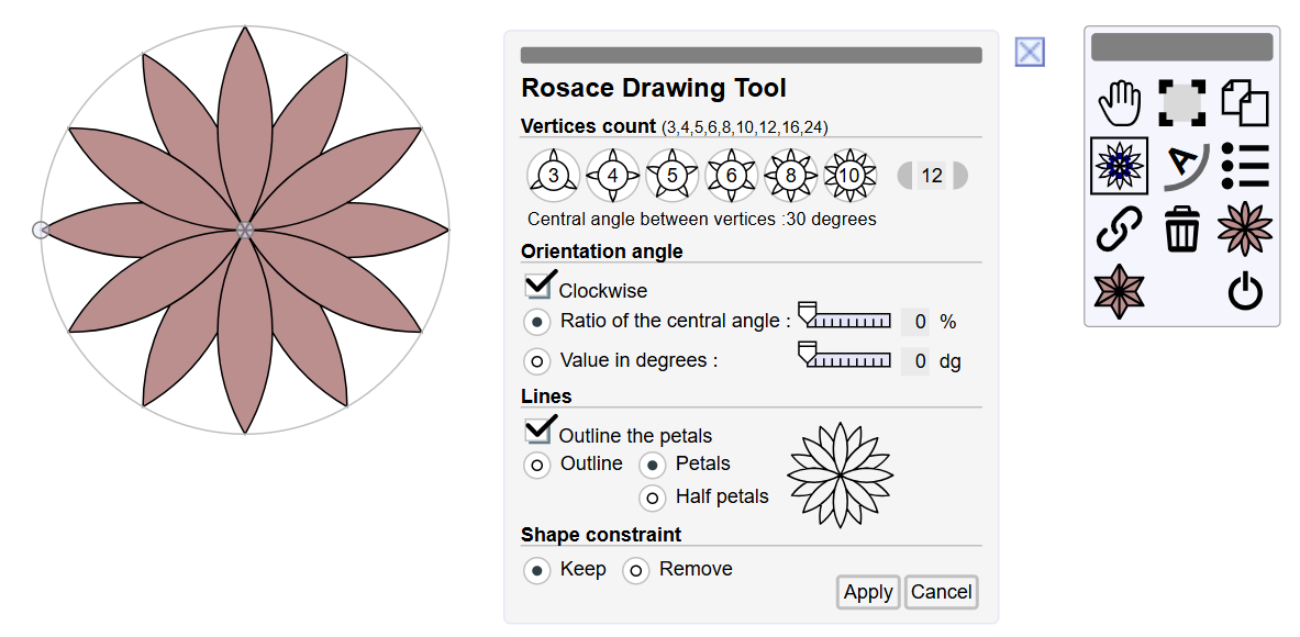 Rosace parameters