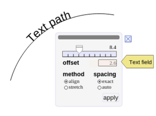 TextPath offset svg panel